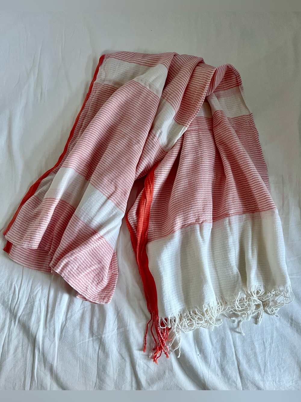 GAP Orange and White Striped Lightweight Scarf